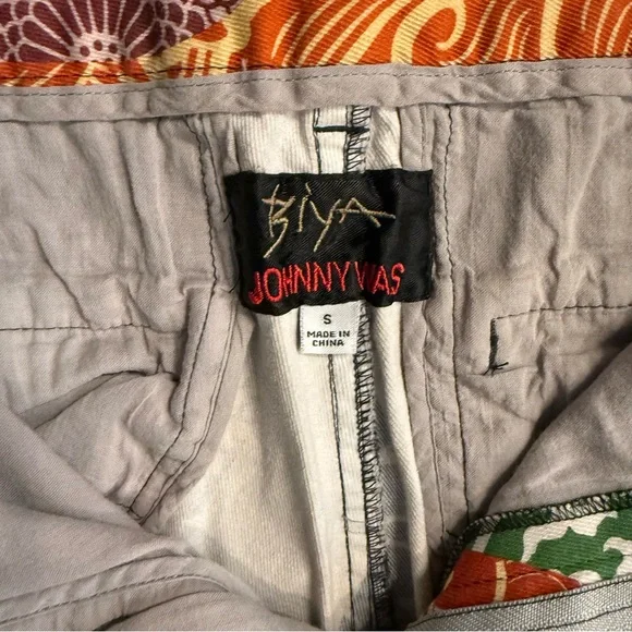 Biya by Johnny Was Patchwork Floral Pants Sz S Boho Straight Leg